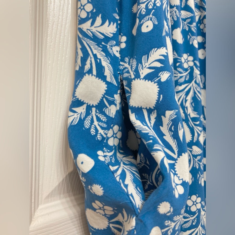 Croft & Barrow Blue Floral Smocked Sleeveless Midi Dress 2X Prairie Cottagecore - Picture 3 of 8